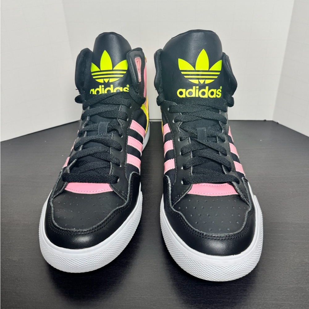 Adidas Kids Black, Pink, and Yellow Sneakers